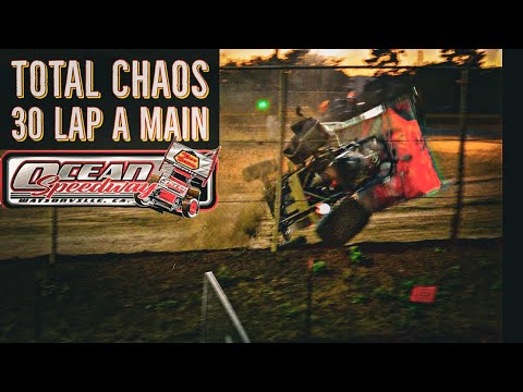 Total Chaos A Main Taco Bravo 360 Sprint Cars Ocean Speedway - dirt track racing video image