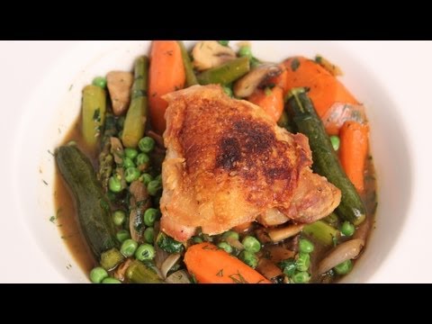 Crispy Chicken with Braised Spring Vegetables - Laura Vitale - Laura in the Kitchen Episode 364 - UCNbngWUqL2eqRw12yAwcICg