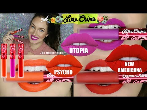 NEW LIME CRIME VELVETINES! Utopia, Psycho, New Americana. SWACTHES + COMPARISONS! | Jade Madden - UCWjkealXEVUBzvxSijIAweA