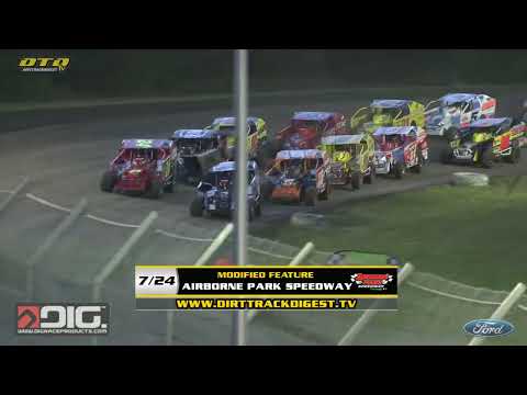 Airborne Park Speedway | Modified Feature Highlights | 7/24/25 - dirt track racing video image