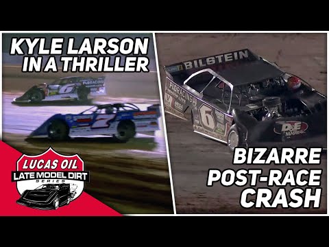 Kyle Larson Crashes After Spectacular Win | Lucas Oil Late Model Dirt Series At Golden Isles - dirt track racing video image