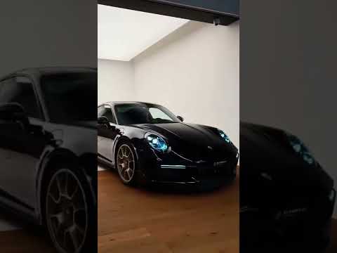 A VANTA BLACK PORSCHE WITH BLUE ATTRACTIVE HEADLIGHTS'#SHORTS