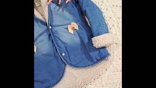 Casaco jeans infantil menina forrado com alpaca na cor creme