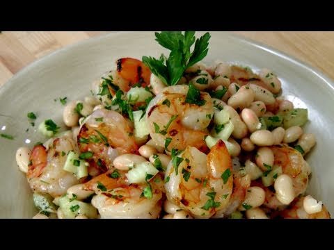 Grilled Shrimp and Cannellini Bean Salad Recipe by Laura Vitale - Laura in the Kitchen Ep 125 - UCNbngWUqL2eqRw12yAwcICg