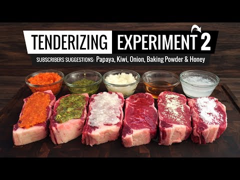 Best methods to TENDERIZE STEAK tested! Papaya, Kiwi, Baking Powder, Onion & Honey! - UCfE5Cz44GlZVyoaYTHJbuZw