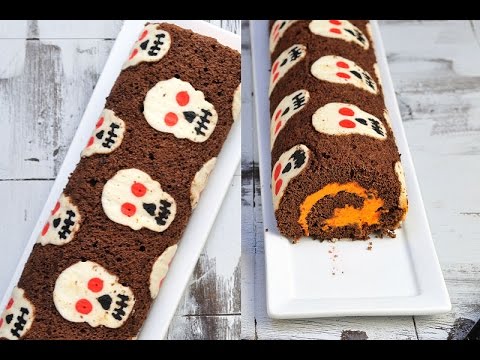 SKULL CAKE ROLL FOR HALLOWEEN, HANIELA'S