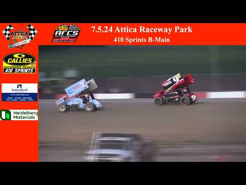 7.5.24 Attica Raceway Park 410 Sprints B-Main - dirt track racing video image