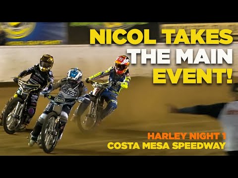 Nicol Takes The Main Event! Harley Night 1! Costa Mesa Speedway! #mainevent #speedway r #xsratv - dirt track racing video image