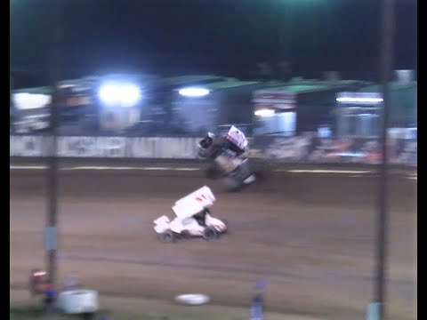 High Limit Sprint Series- #19 Brent Marks crashes out of the lead @ Eagle Raceway 2023 - dirt track racing video image