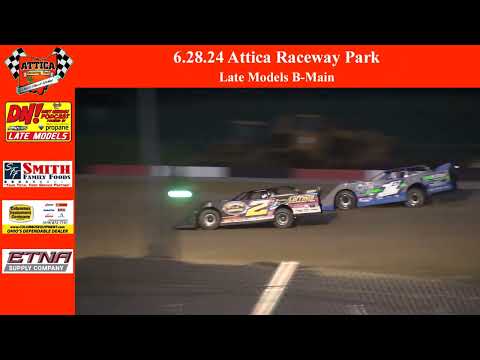 6.28.24 Attica Raceway Park Late Models B-Main - dirt track racing video image