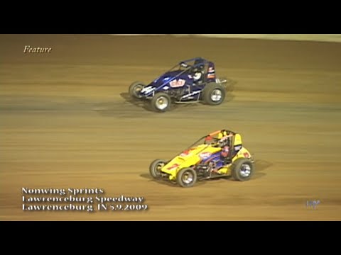 Nonwing Sprint Cars (410s) - Lawrenceburg Speedway May 9, 2009 - dirt track racing video image