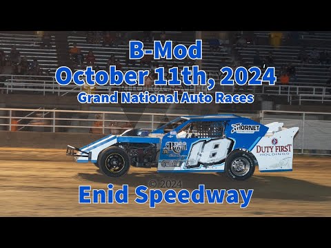 Enid Speedway Grand National Auto Races B-Mod 10/11/24 #18 Kyle Wiens GoPro - dirt track racing video image