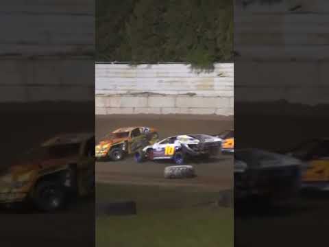 Hard hit into the door at The Hill Raceway in Sturgeon Bay, Wisconsin. - dirt track racing video image