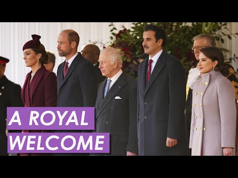 Princess Kate Joins King Charles & Prince William at Welcome Ceremony for Emir of Qatar