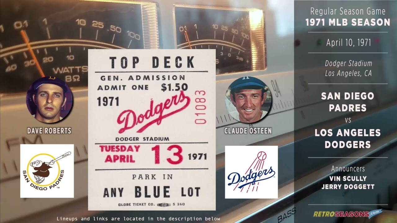 1971 San Diego Padres vs Los Angeles Dodgers - Radio Broadcast video clip