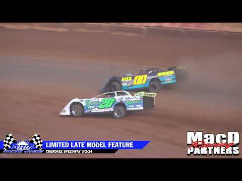Limited Late Model Feature - Cherokee Speedway 3/2/24 - dirt track racing video image