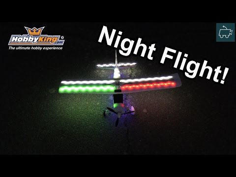 HobbyKing Flybeam RC Plane with LED's - Flight in the Dark!  Review - UCDmaPHBzr724MEhnOFUAqsA