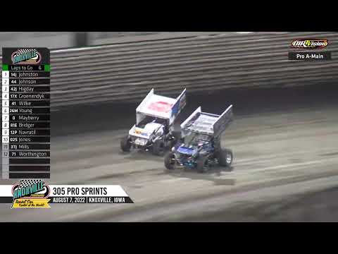 Knoxville Raceway Pro Sprints Highlights / August 7, 2022 - dirt track racing video image