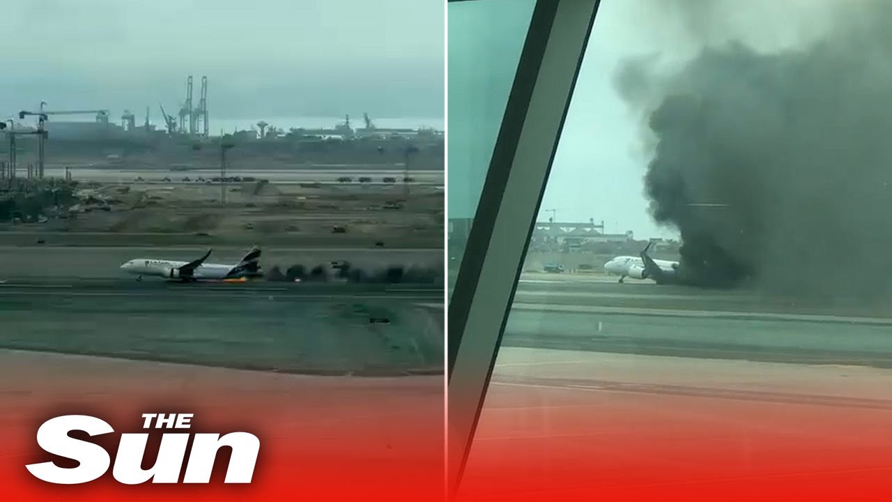 Moment plane crashes into firetruck during takeoff at Lima airport