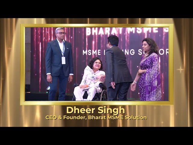 Congratulations to Dheer Singh | CEO & Founder | Bharat MSME Solution
for being honoured at the MSME Bharat Summit & Awards 2025!

Awarded as the MSME Lending Support Champion, your work in enabling accessible finance and empowering small businesses through innovative lending solutions has made a lasting impact on India’s entrepreneurial ecosystem.

This recognition was proudly judged by our esteemed jury:
🌟 Ms. Sminu Jindal, MD, Jindal SAW Ltd & Chairperson, Svayam
🌟 Dr. (h.c.) CS Adv. Mamta Binani, India’s First Registered Insolvency Professional
🌟 Mr. Gaurav Choudhury, Co-founder & CEO, Earshot Digimedia Pvt. Ltd.

Your commitment to supporting MSMEs with strategic financial access is fueling growth across sectors.
👉 Stay tuned for more success stories from the MSME Bharat Summit & Awards 2025!

#DheerSingh #BharatMSMESolution #MSMELending #FinancialAccess #MSMEAwards #MSMEBharatSummit2025 #StartupFinance #EmpoweringMSMEs