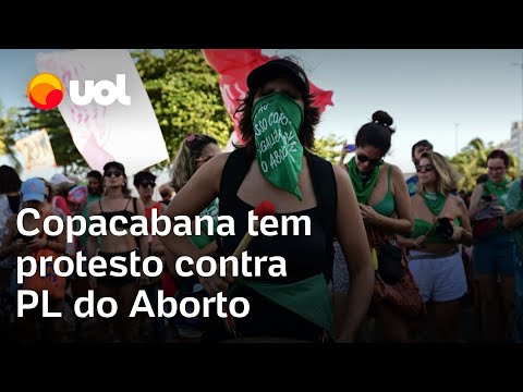 PL do Aborto: protesto em Copacabana critica Lira, Sóstenes e Congresso