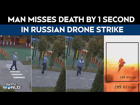 Russia Drone Attack Video | Man Narrowly Escapes Russian Drone Strike Near Kyiv