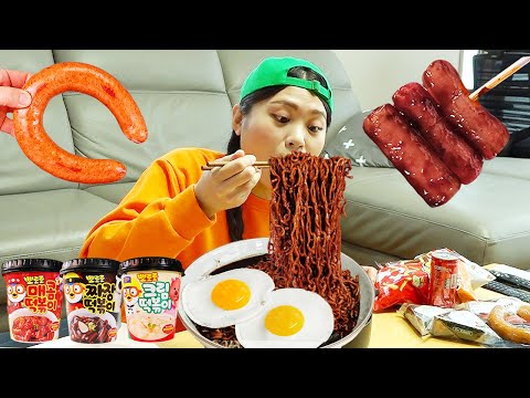 Convenience Store Spicy Noodle Chicken Tteokbokki Mukbang DONA