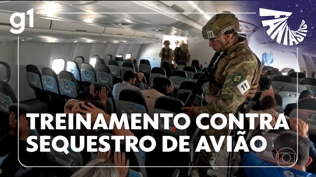 Fantástico Policiais realizam treinamento contra sequestro de avião