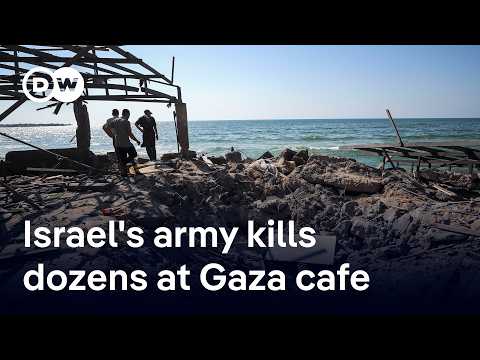 Israeli military kills nearly 30 civilians at Gaza cafe popular with journalists | DW News