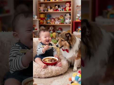 Adorable Baby and Sheltie Puppy 🐶 | The Dog Eats Better Than Me Series 😂 | Early Learning Fun