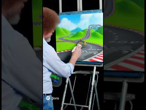 Bob Ross paints a picture of Mario Kart #lol #mariokart #nintendo #funny #unbelievably #race