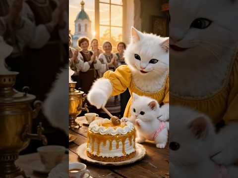 🍰 Mama cat cooks Medovik in Kazan #mamacat #cat #medovik #kazan #russia