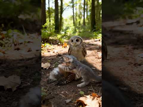 A Kitten Discovers an Injured Owl and Tries to Save Its Life — A Forest Miracle