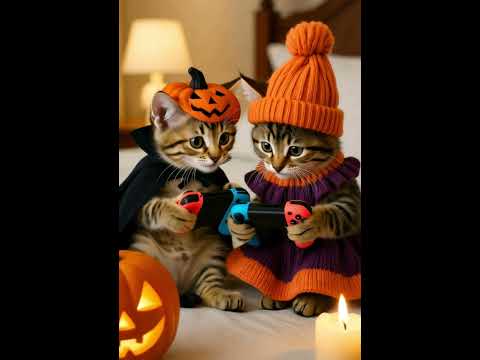 Spend a cozy Halloween with a family of cats 🎃 | Play video games together