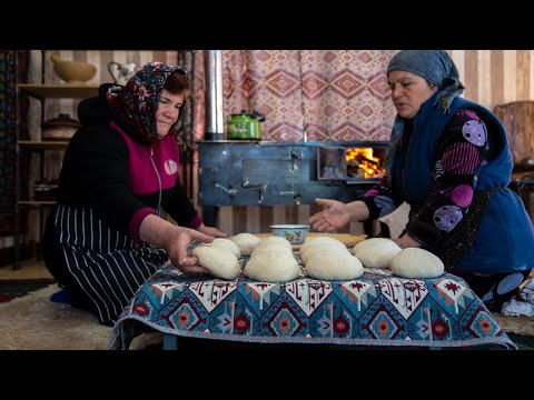Baking Homemade Traditional Bread in Wood Fired Oven, Village Bread Recipe