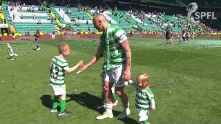 Celtic stars celebrate with the trophy