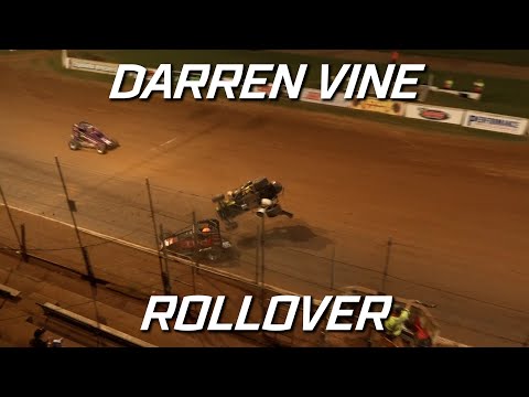 Midgets: Darren Vine Rollover - Archerfield Speedway - dirt track racing video image