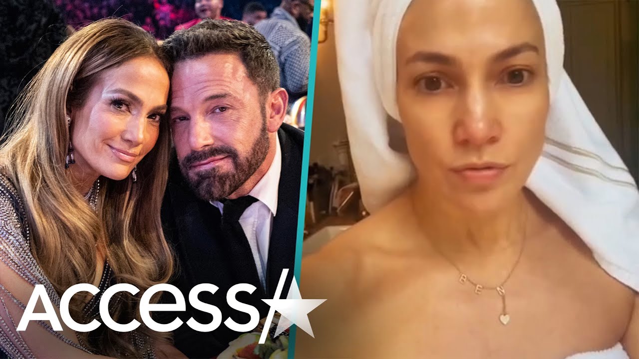 Jennifer Lopez Honors Ben Affleck w/ ‘BEN’ Necklace While Wearing Just A Towel