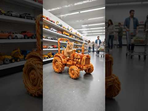 Kitten rides Spaghetti Tractor! #cats #cutecat #funny #catlovers