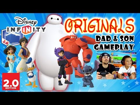 Dad & Son play Disney Infinity 2.0 ORIGINALS - BIG HERO 6: BAYMAX & HIRO, Donald Duck Stitch Aladdin - UCC-RHF_77zQdKcA75hr5oTQ