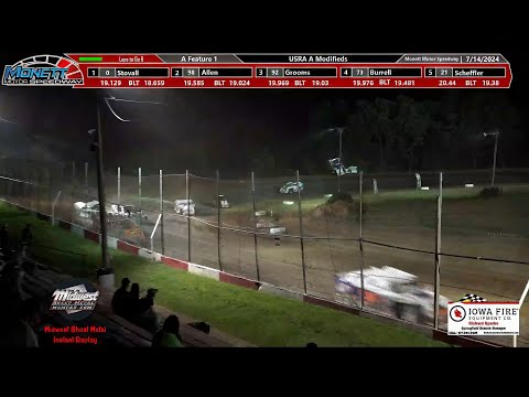 Full Racing Event - Monett Motor Speedway - 14 July 2024 - dirt track racing video image