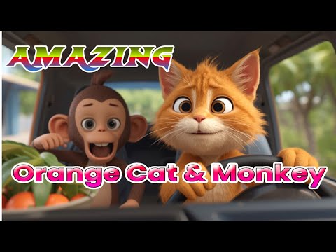 Orange Cat & Monkey’s Amazing Day: Cooking, Car Ride & Market Adventure | Animated Short viral Story