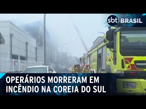 22 operários morrem em incêndio que destruiu fábrica na Coreia do Sul | SBT Brasil (24/06/24)