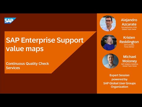 LIVE SESSIONS on SAP Enterprise Support value maps – Continuous Quality Check Services