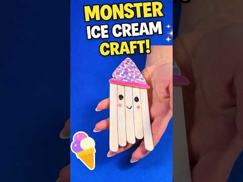 DIY Monster Popsicle Stick Craft 👾 Easy Ice Cream Stick Craft for Kids #diy #craft #craftyfun #kids
