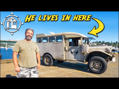 Old military truck becomes traveling tiny home w/ big heart