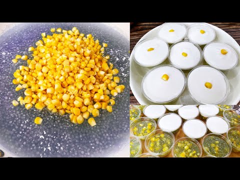 ตะโก้สาคูอัญชัญข้าวโพด ขนมไทยทำง่าย ทำขายกำไรดี |  Creamy Cocon