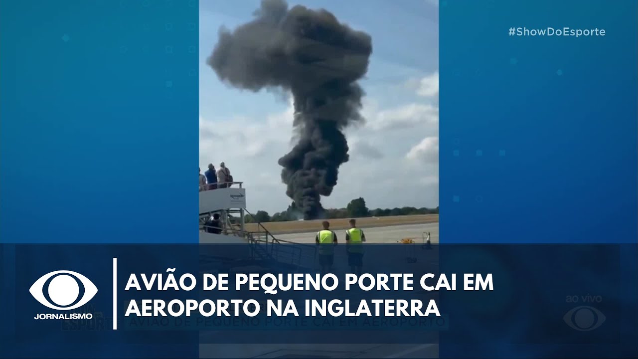 Avião de pequeno porte cai em aeroporto na Inglaterra