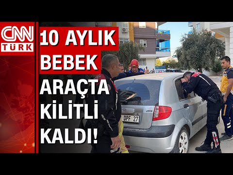 Kapıları kilitlenen otomobilde mahsur kalan bebeği itfaiye kurtardı