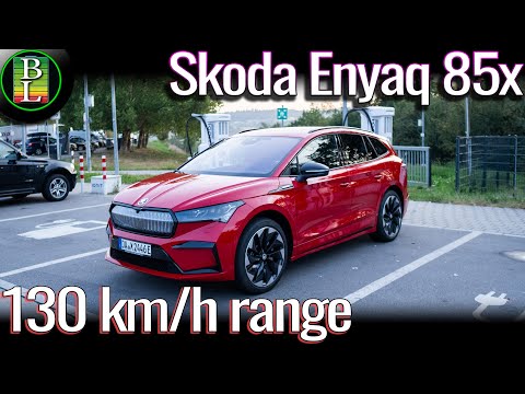 Skoda Enyaq 85x AWD (New motor) - 130 km/h range test 100-7%